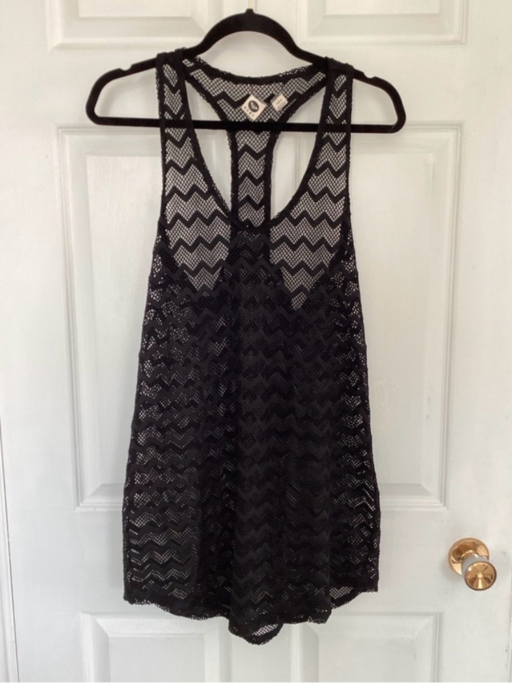 Roxy Black Crochet Racerback Swim Coverup Medium